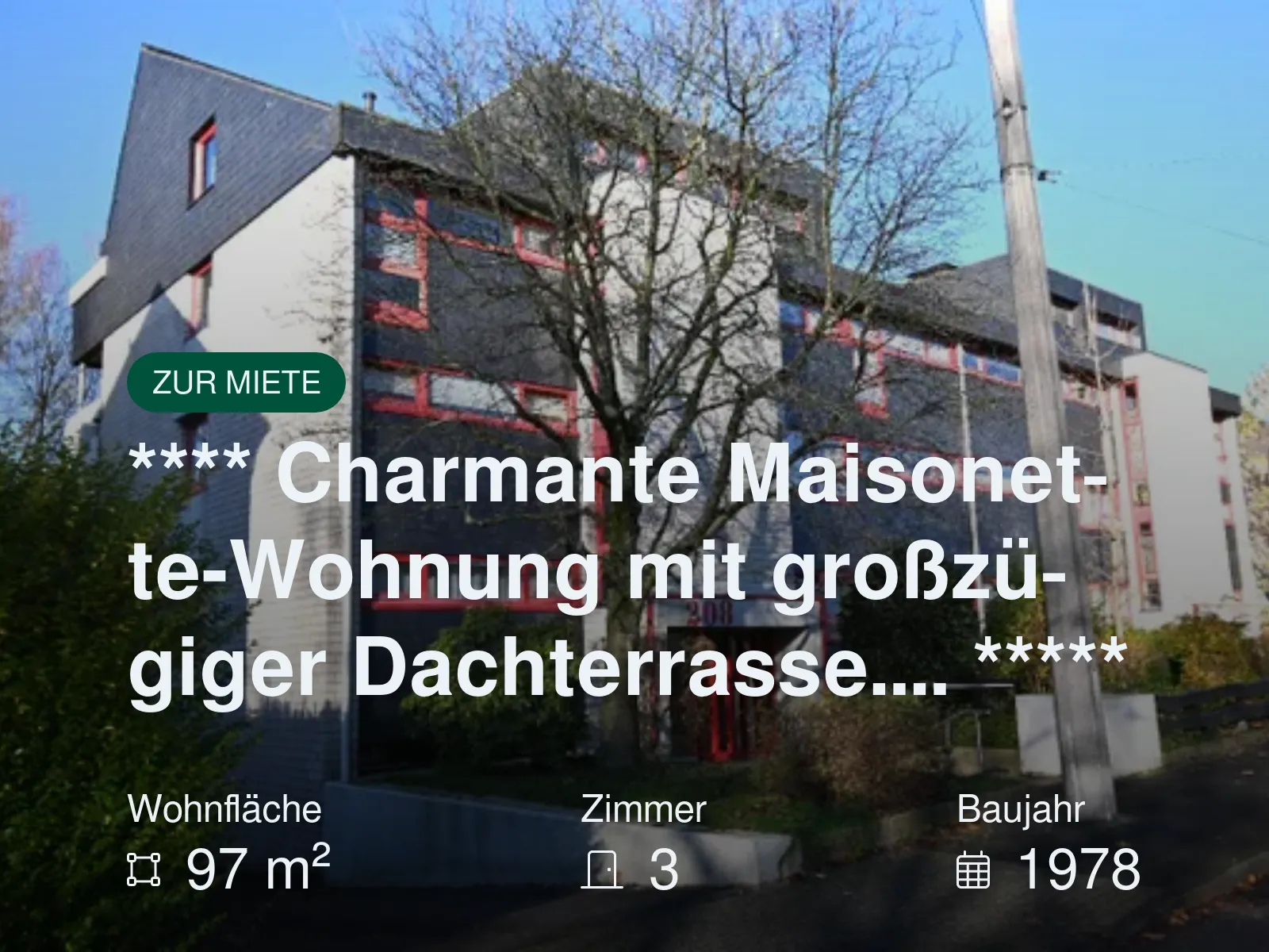 Neu im Angebot: **** Charmante Maisonette-Wohnung mit großzügiger Dachterrasse…. *****