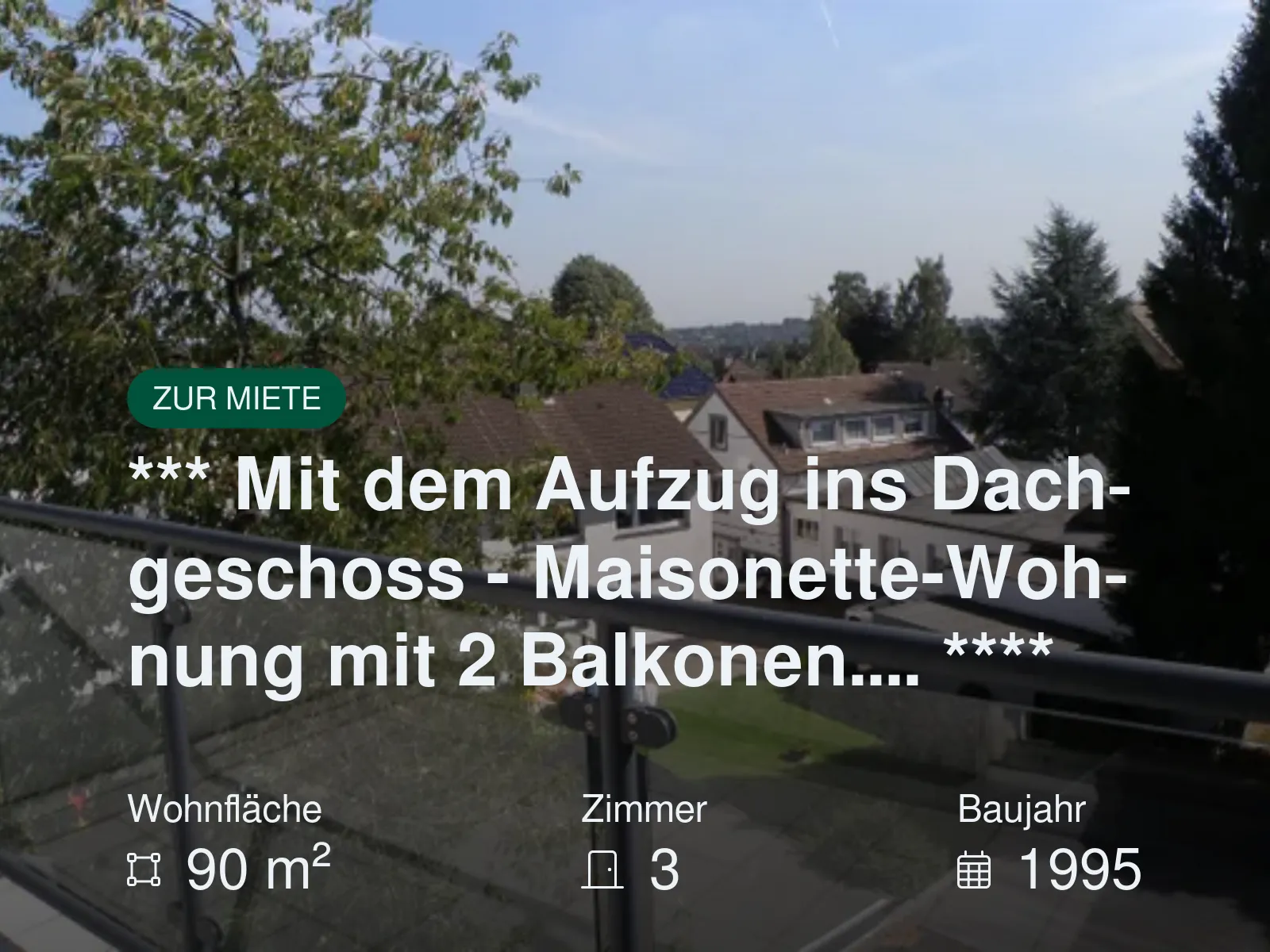 Neu im Angebot: *** Mit dem Aufzug ins Dachgeschoss – Maisonette-Wohnung mit 2 Balkonen…. ****