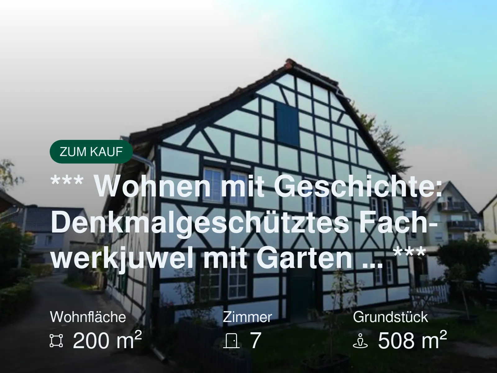 Neu im Angebot: *** Wohnen mit Geschichte: Denkmalgeschütztes Fachwerkjuwel mit Garten … ***