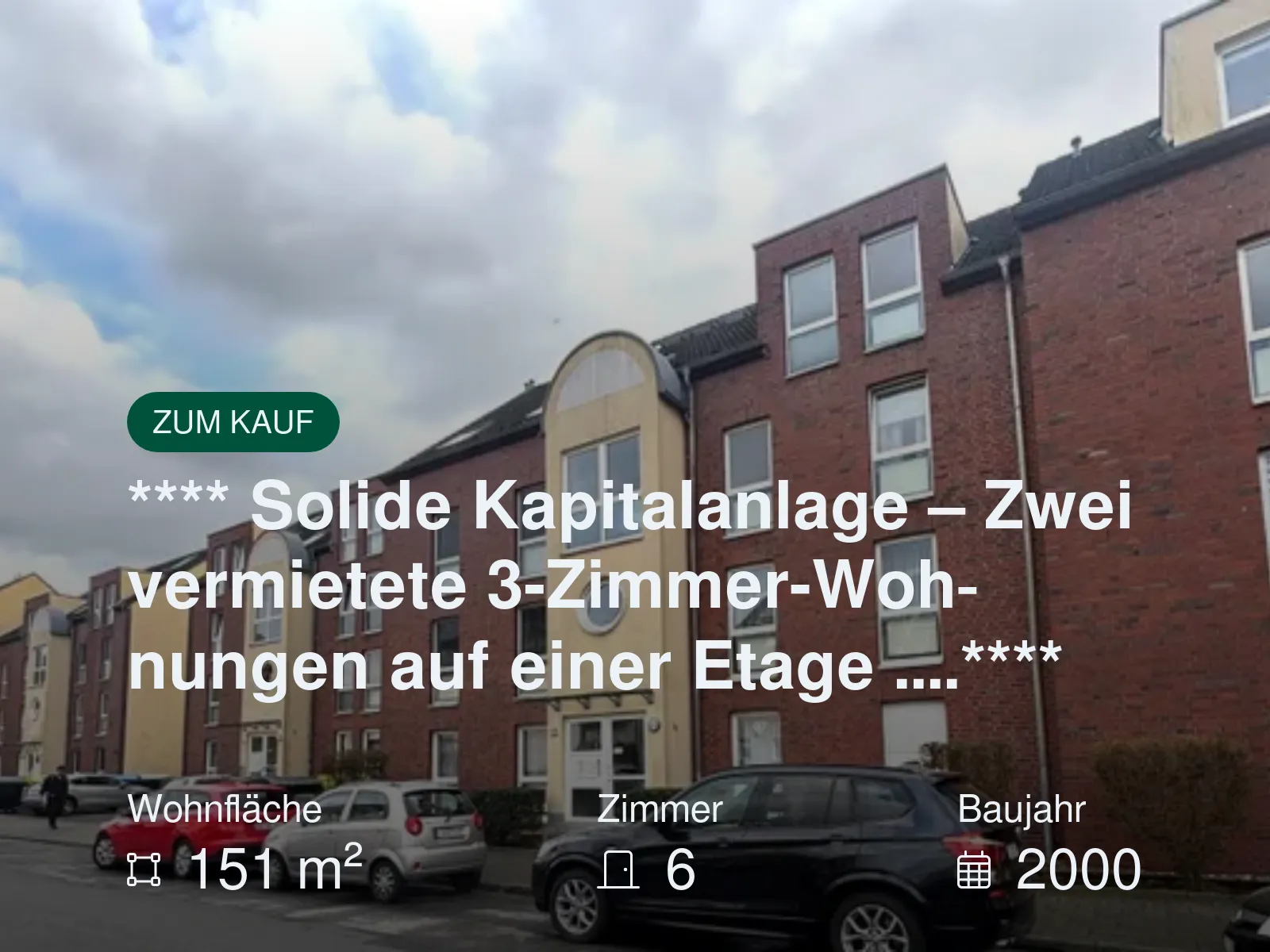 Neu im Angebot: **** Solide Kapitalanlage – Zwei vermietete 3-Zimmer-Wohnungen auf einer Etage ….****