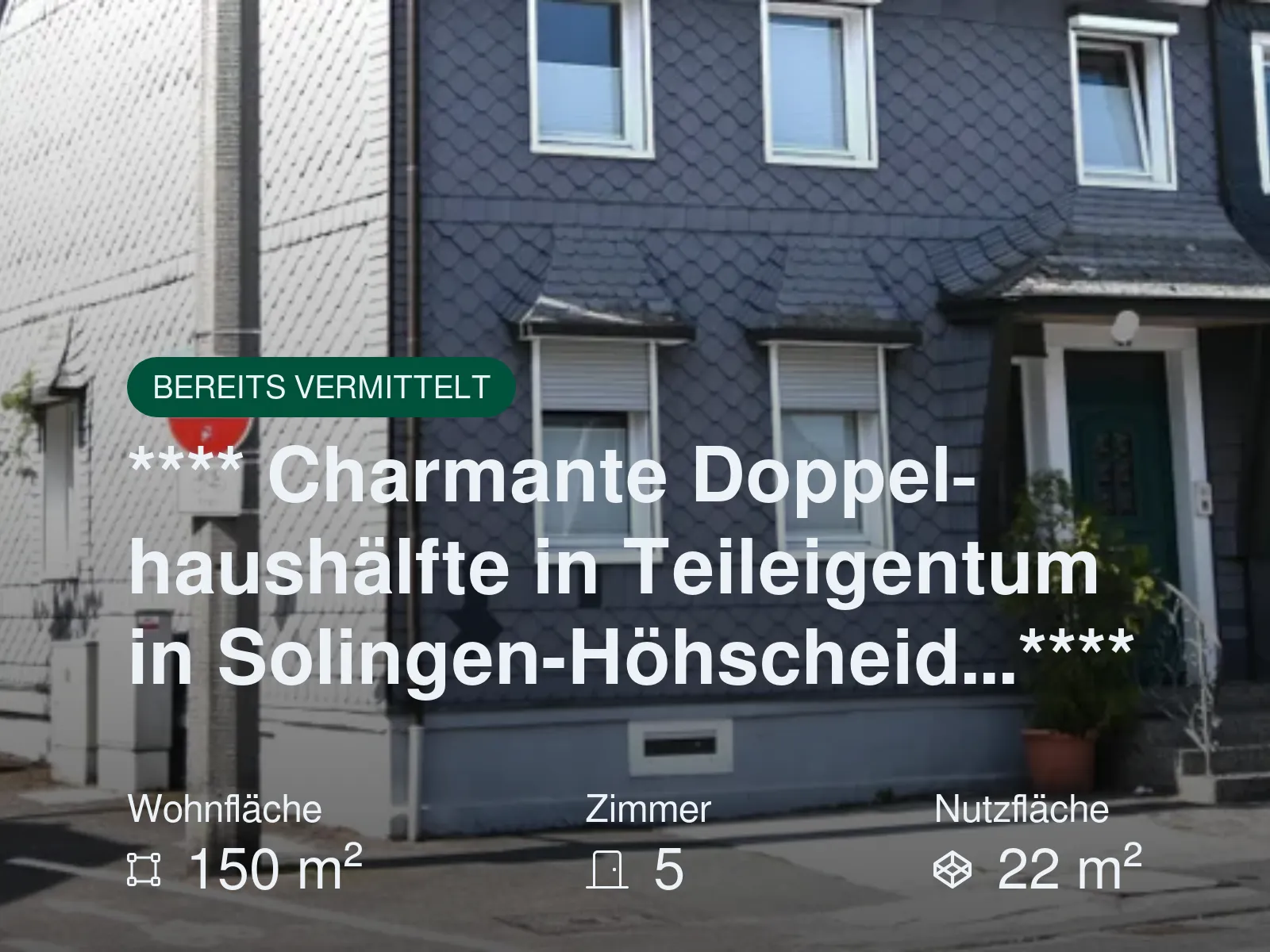 Neu im Angebot: **** Charmante Doppelhaushälfte in Teileigentum in Solingen-Höhscheid…****