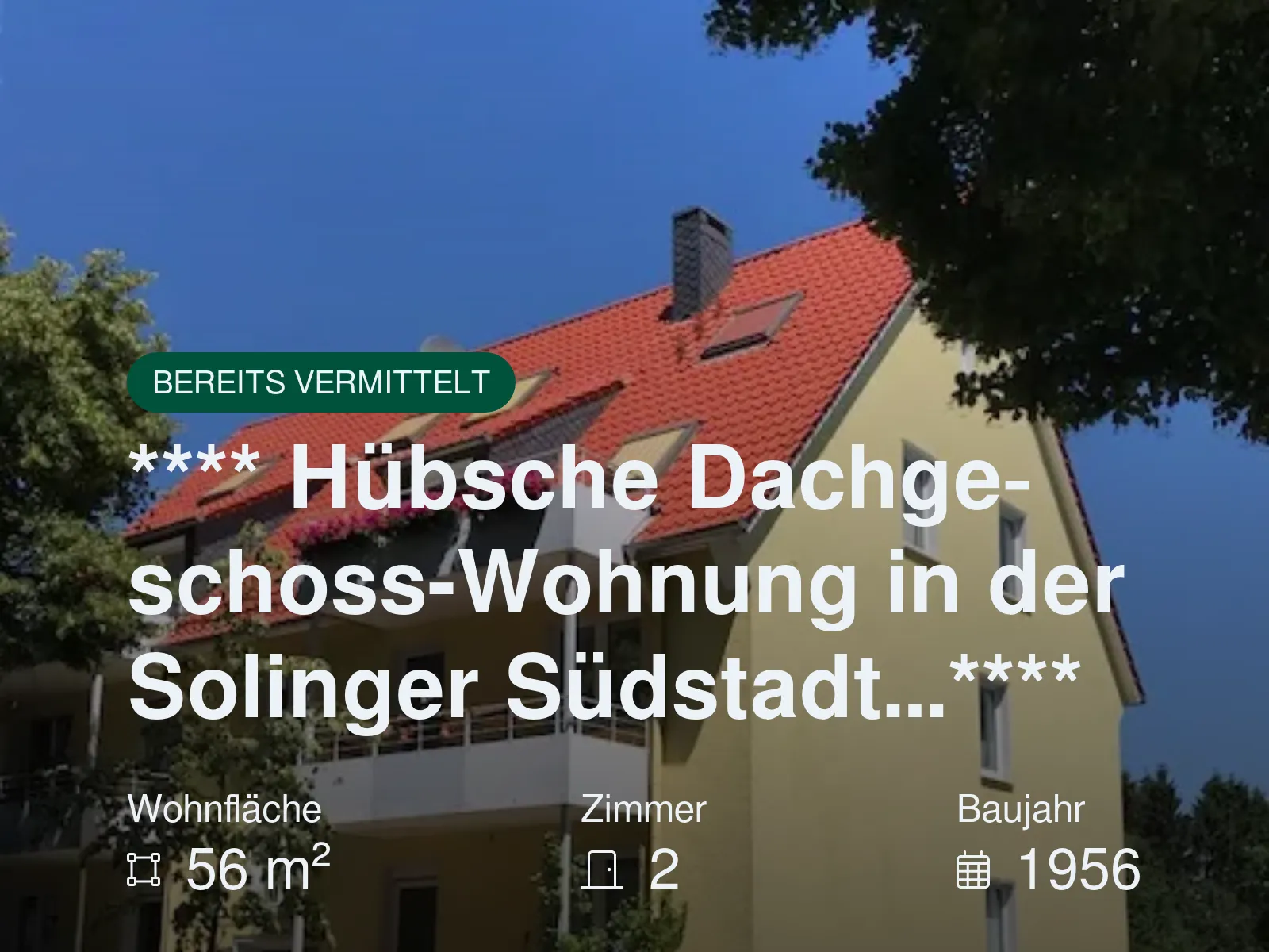 Nicht mehr verfügbar: **** Hübsche Dachgeschoss-Wohnung in der Solinger Südstadt…****