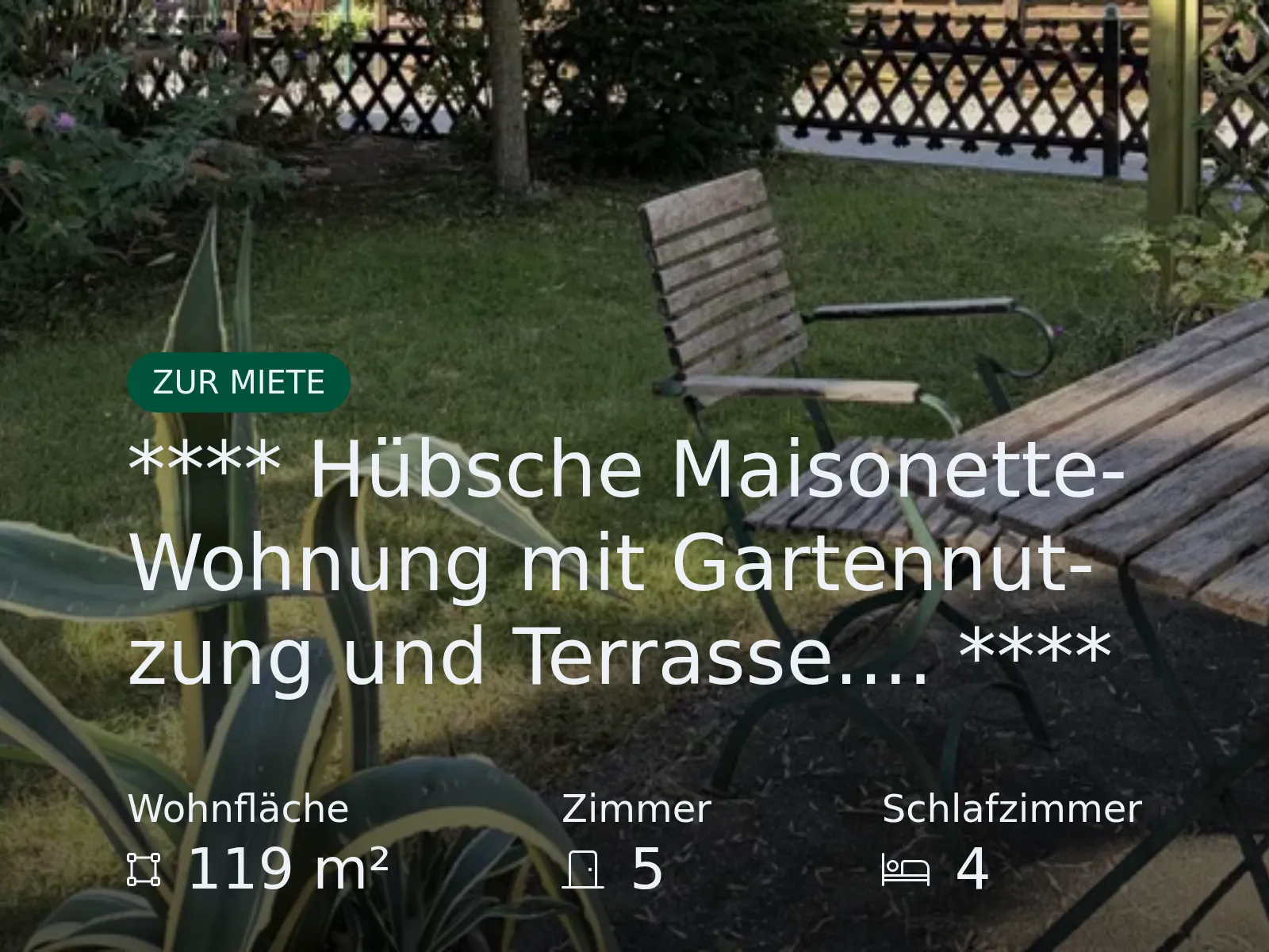 Neu im Angebot: **** Hübsche Maisonette-Wohnung mit Gartennutzung und Terrasse…. ****