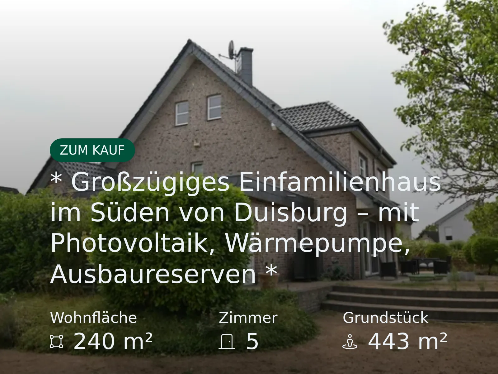 Neu im Angebot: * Großzügiges Einfamilienhaus im Süden von Duisburg – mit Photovoltaik, Wärmepumpe, Ausbaureserven *