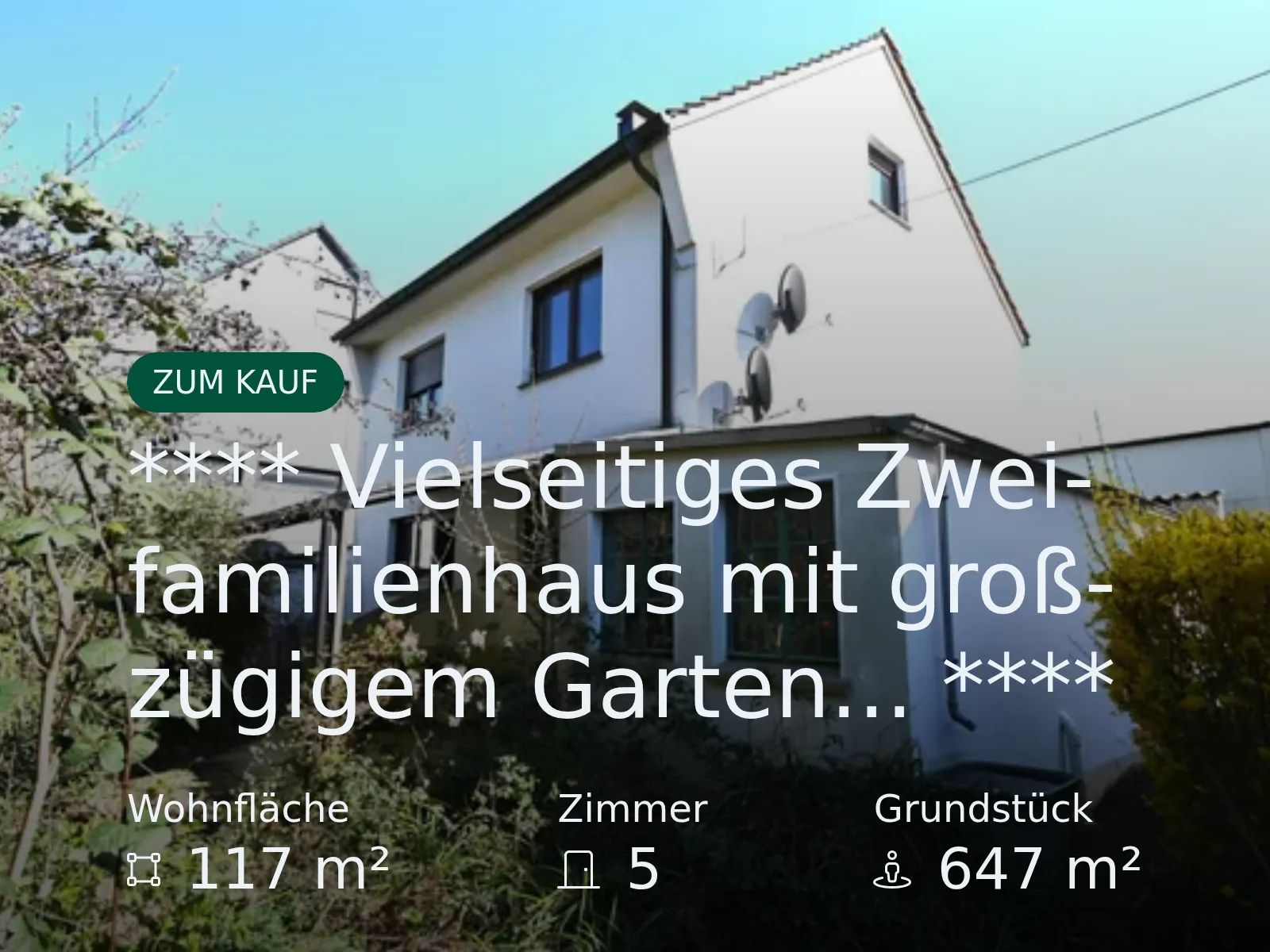 Neu im Angebot: **** Vielseitiges Zweifamilienhaus mit großzügigem Garten… ****