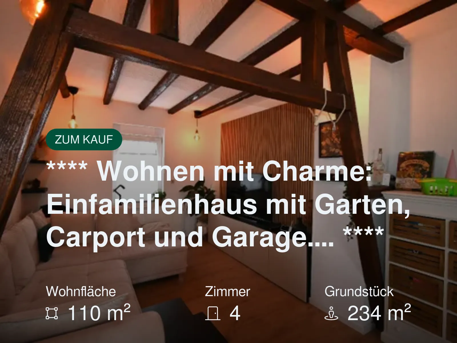 Neu im Angebot: **** Wohnen mit Charme: Einfamilienhaus mit Garten, Carport und Garage…. ****
